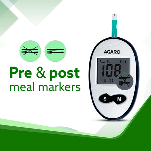 AGARO Glucometer, Blood Glucose Monitoring System with 10pcs Strips & Lancets, Glucometer Machine, Instant Blood Sugar Test at Home, Fast Blood Sugar Testing Device, Simple & Accurate, GLM-76